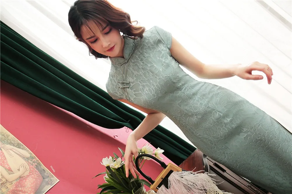 Shanghai Story, высокое качество, короткий рукав, длинное, cheongsam Qipao, высокий разрез, китайское платье, вечерние платья, 3 цвета