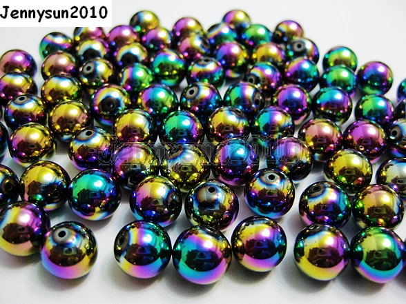 

4mm Multi-Colored Natural Hematite Gems stone Round Ball Beads Metallic Color 16'' for Jewelry Making Crafts 10 Strands/Pack