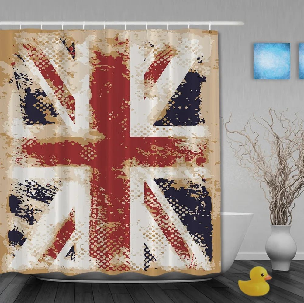 

Retro Style Home Decorations Shower Curtain Unicon Jack Flag Shower Curtains Waterproof Polyester Fabric Custom Bathroom Curtain