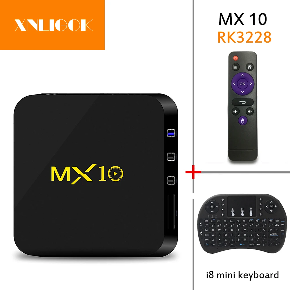 2018 Заводская Прямая цена новейший MX10 Android 7.1.2 RK3328 eMMC KD 17 4 4K HDR TV BOX 802.1.1 b/g/n WIFI LAN VP9 HDMI