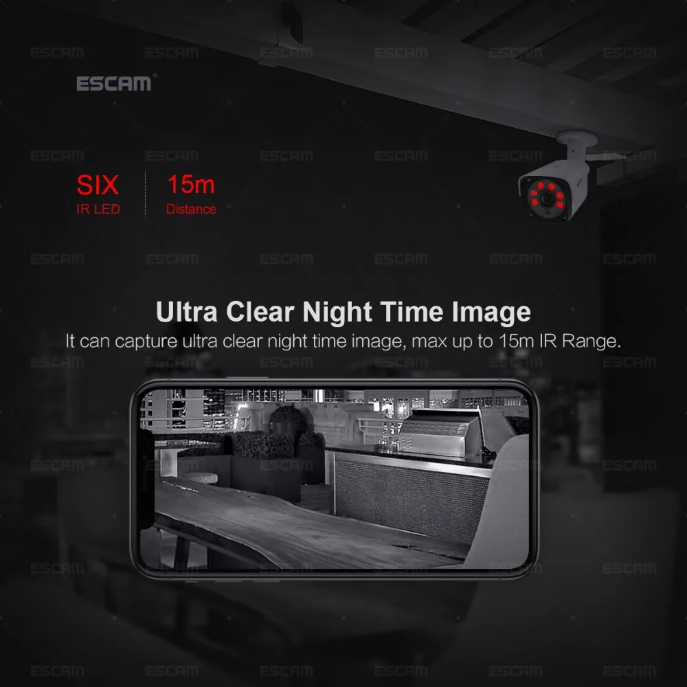 ESCAM QH002 HD 1080P IP камера ONVIF H.265 P2P Открытый водонепроницаемый ИК Пуля с функцией