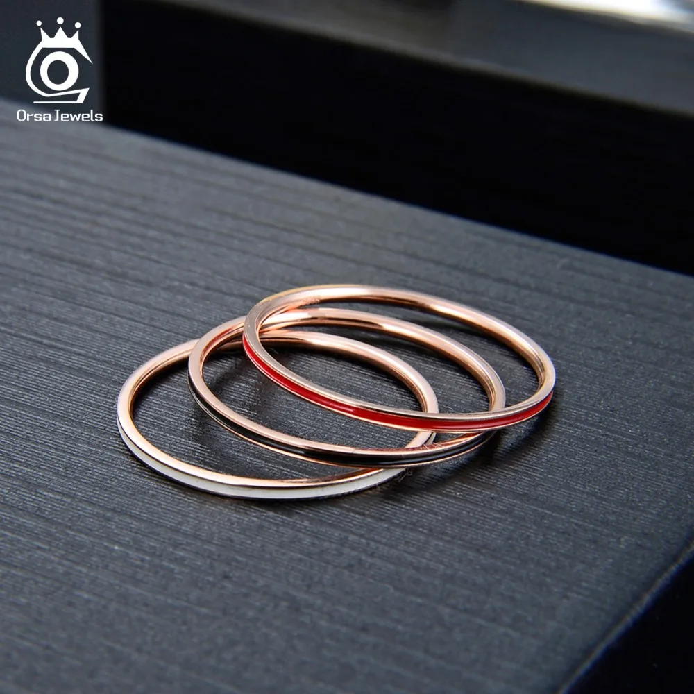 ORSA JEWELS Настоящее 925 женские кольца, Стерлинговое серебро, черный, белый, красный, круглый палец, женское кольцо, Трендовое, подарок на день Святого Валентина, ювелирное изделие SR135