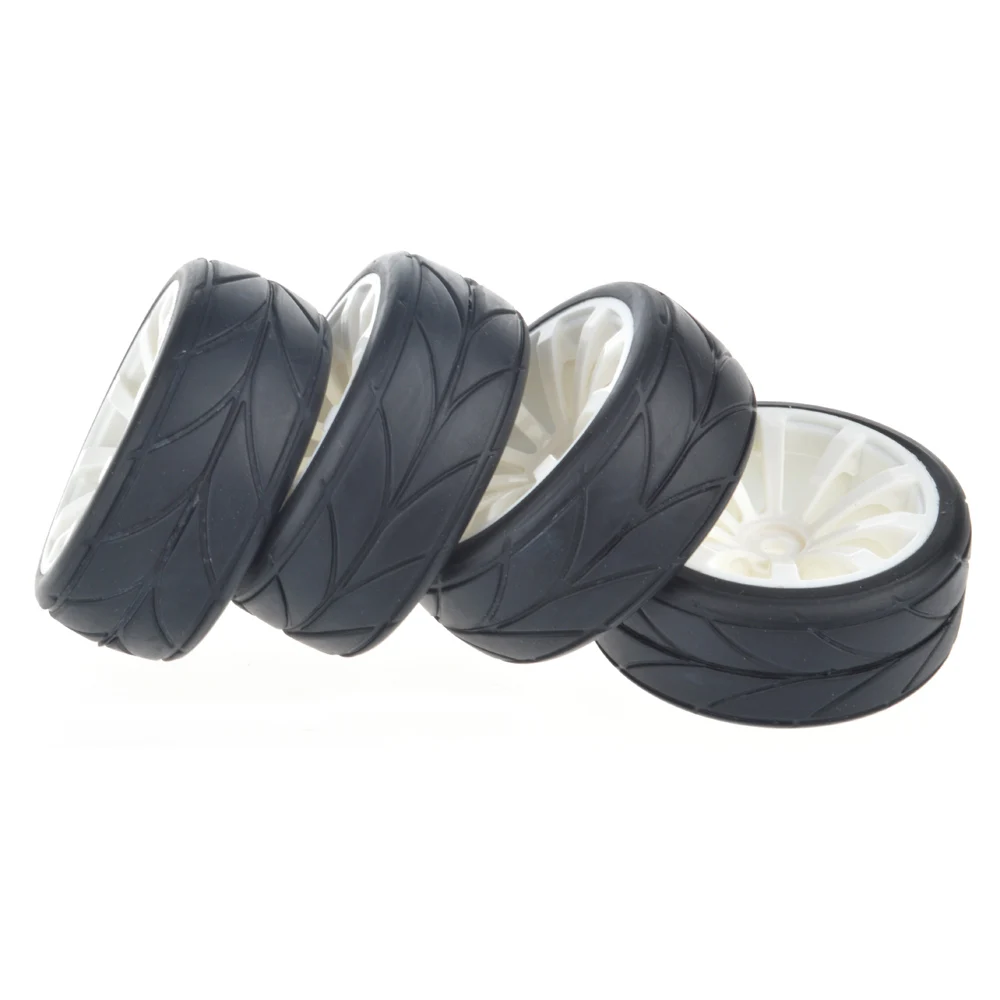 4 шт. автомобильные шины и диски 1/10 для HSP HPI 1:10 Rc On Road белые|tyre 1/10|white car rimsrc rims |