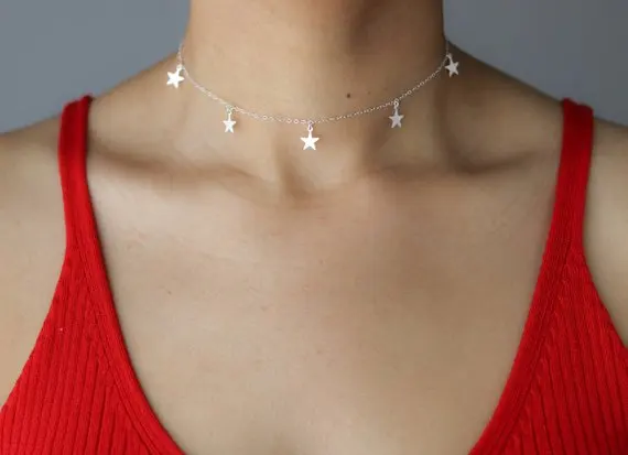 Gold Star Choker Necklace - Silver Bohemian Jewelry Layering Trendy XL1314 | Украшения и аксессуары