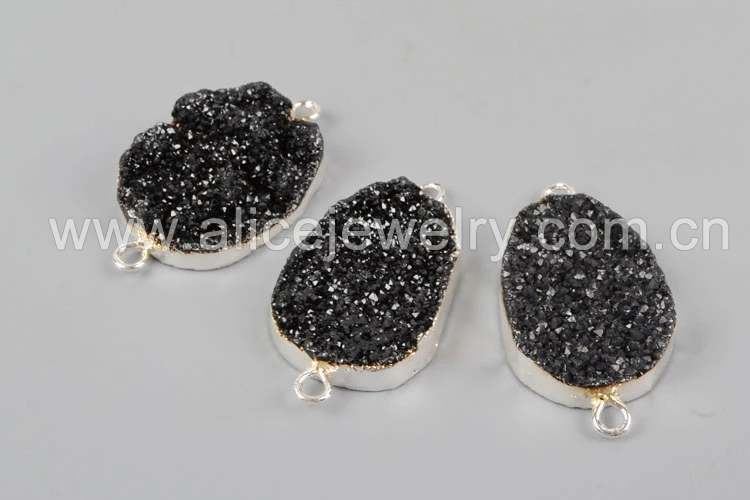 BOROSA 5 шт. Druzy Кристалл Разъем Шарм, Серебряный Цвет Радуга Титан Druzy разъем для DIY ювелирных изделий S1312 - Окраска металла: Black