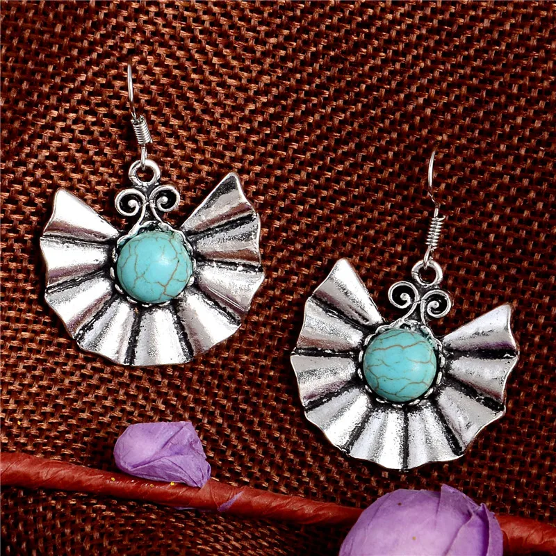 

Topkeeping Brand New Women Fashion Jewelry Geometry Fan-shaped Girls Chic Pendant Earrings Vintage Ethnic Style Dangle Earrings