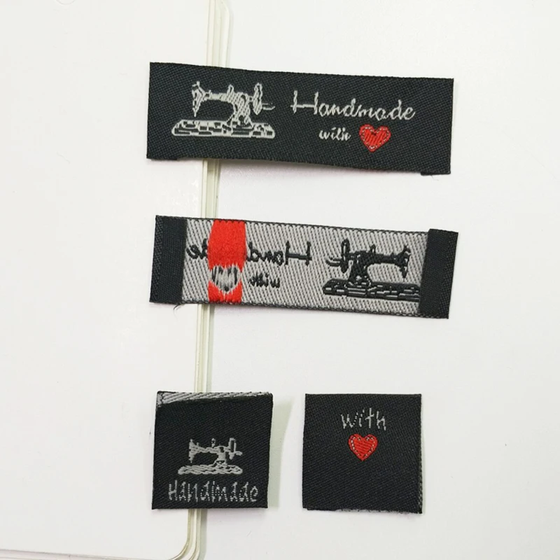Одежда сумки тканые этикетки DIY Скрапбукинг Ремесло прямоугольник сердце узор ручной работы с любовь этикетки