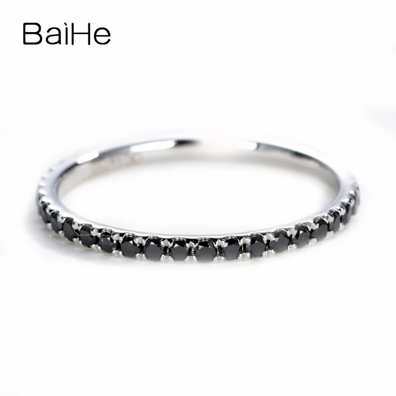 Black Diamond BAIHE Solid 14 к розовое золото 0.38ct сертифицировано H/SI круглая огранка натуральный рубин свадебные женские трендовые ювелирные изделия Подарочное кольцо - Цвет камня: Black Diamond