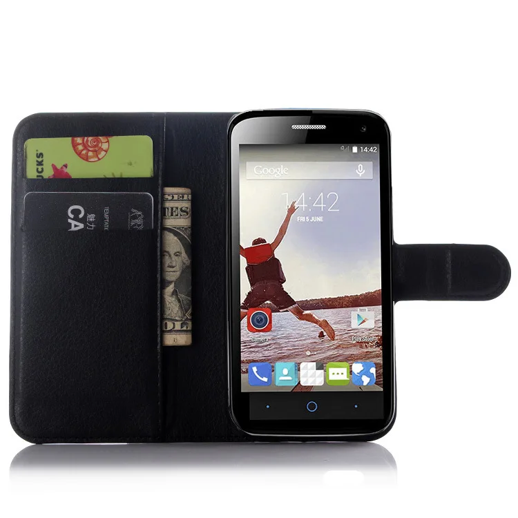 Luxury Leather Wallet Pouch Flip Case Card Slot Holder Kickstand Shockproof Cover For ZTE Blade Q Lux 4G/Telstra 4GX Buzz @ | Мобильные