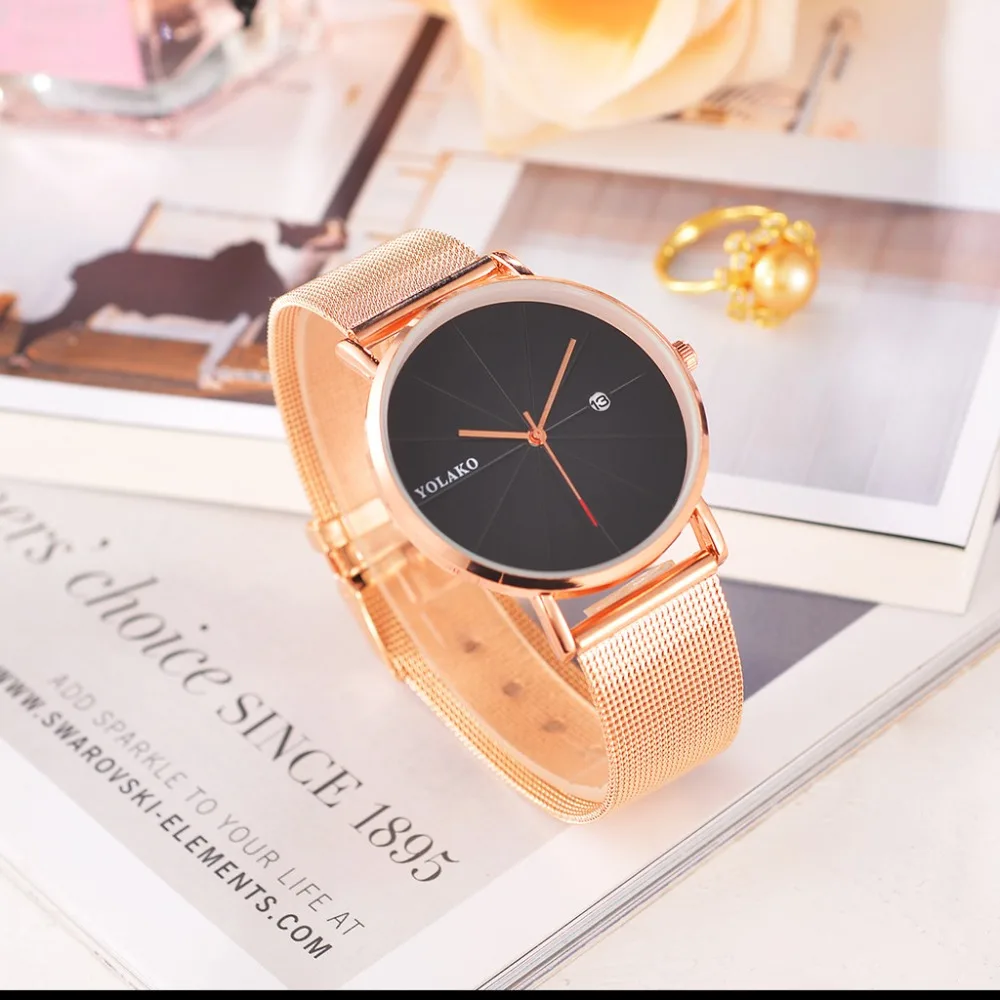 YOLAKO женские часы Reloj Mujer из нержавеющей стали модные роскошные наручные relogio feminino