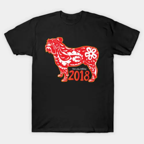 Gildan Year of the Bulldog 2018 мужские черные футболки одежда|gildan t-shirt|gildan clothinggildan tees |