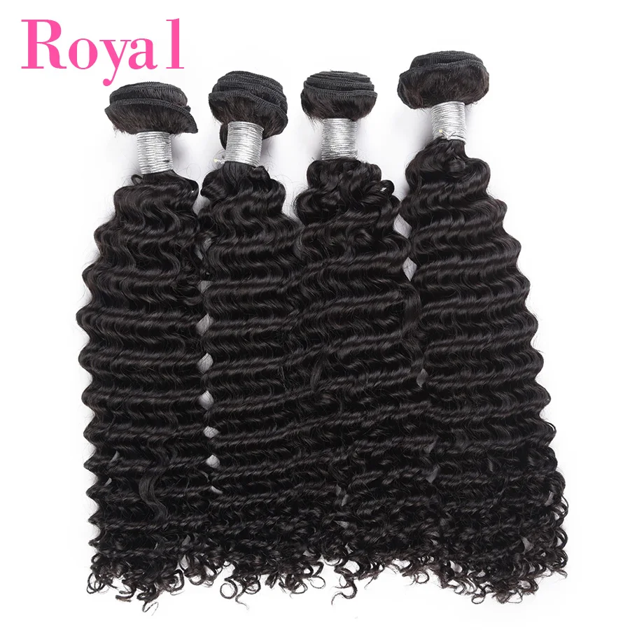 

ROYAL Indian Hair Deep Wave Hair Bundles Natural Color 100% Human Hair Weave Bundles Remy Hair Extension 1/3/4 Piece