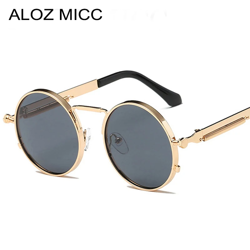 

ALOZ MICC Women Round Sunglasses Brand Designer Metal Frame Sun glasses for men Steampunk Eyewear UV400 Q16