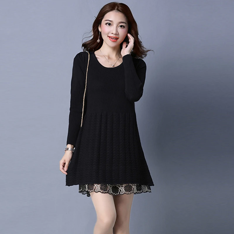 2019 New Autumn Winter Sweater Dress Women Long Sleeve O-neck Knitted Female Slim Casual Sweaters Pullovers R314 | Женская одежда