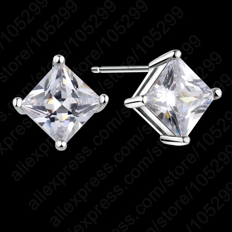 

Women Classic BrithdayJewelry Gifts 925 Sterling Silver CZ Stud Earrings Geometry Shape Free Shipping