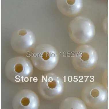

New Arriver 10pcs Large 2.2mm Hole Freshwater Pearl Beads Potato Lvory White Color 8-9mm Hot Sale New Free Shipping