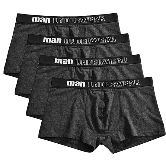 dark gray 4pcs 4 шт./лот, боксеры, мужское нижнее белье, мужские хлопковые трусы, дышащие мужские трусы, шорты, нижнее белье, боксеры, шорты, одноцветные, Cuecas - Цвет: dark gray 4pcs