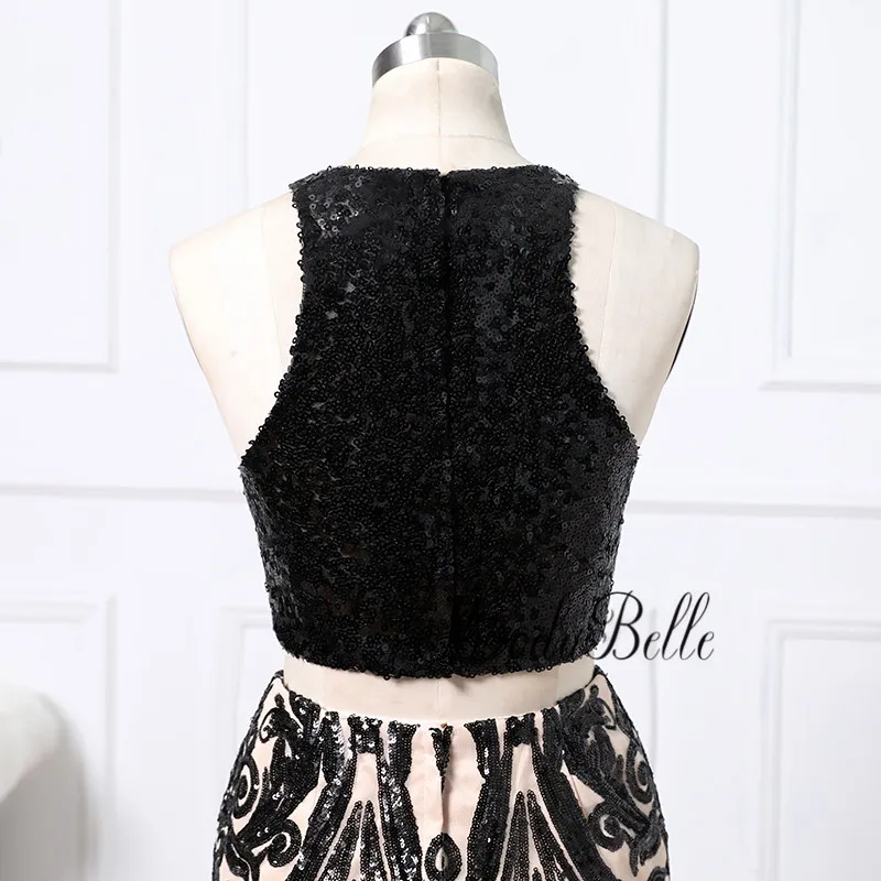 

modabelle Two Piece Patterned Sequin Prom Dresses 2018 Black Mermaid Party Formal Dress Elegant Robe Longue Soiree