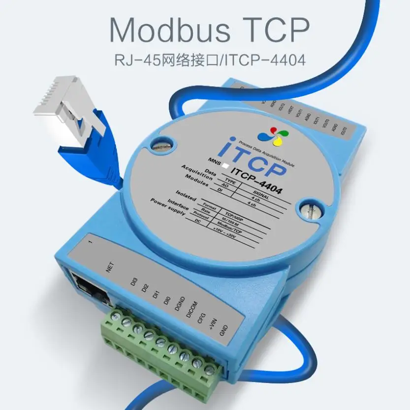 Модуль сбора данных Modbus TCP DAQ 4AO 4DI аналоговый выход 12 бит 0-10 В 4-20 мА Ethernet Din-рейка Adam