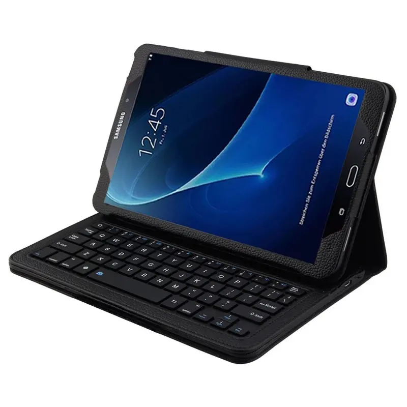 black case Съемная Беспроводная Bluetooth клавиатура чехол для Samsung Galaxy Tab A A6 10,1 T580 T585 T580N T585N стенд Funda чехол+ Flim - Цвет: black case