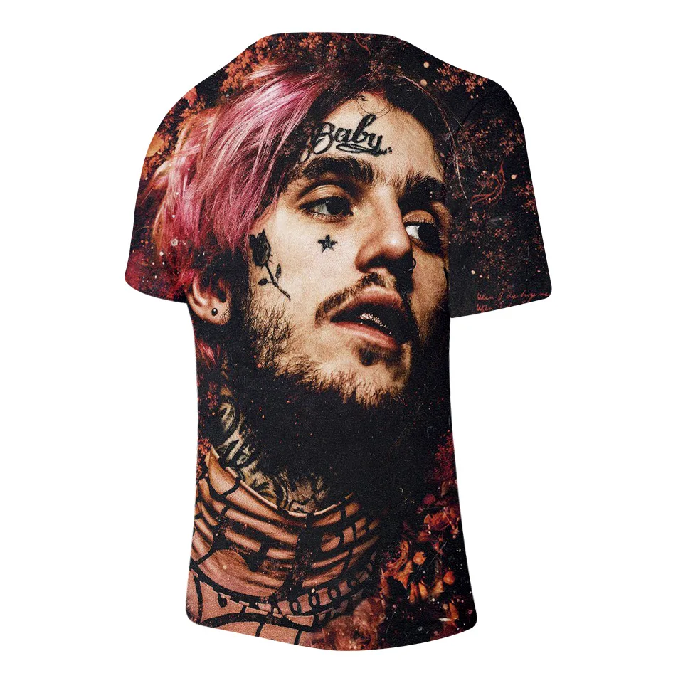 Lil Peep Singer 3D футболки 2018 модные с принтом колючей розы круглым вырезом короткими