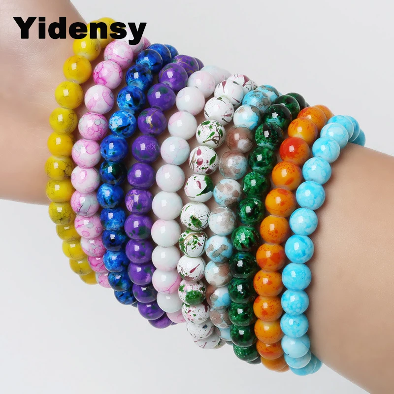 Yidensy 10 цветов новинка Летний стиль стеклянные бусины браслет для женщин и мужчин