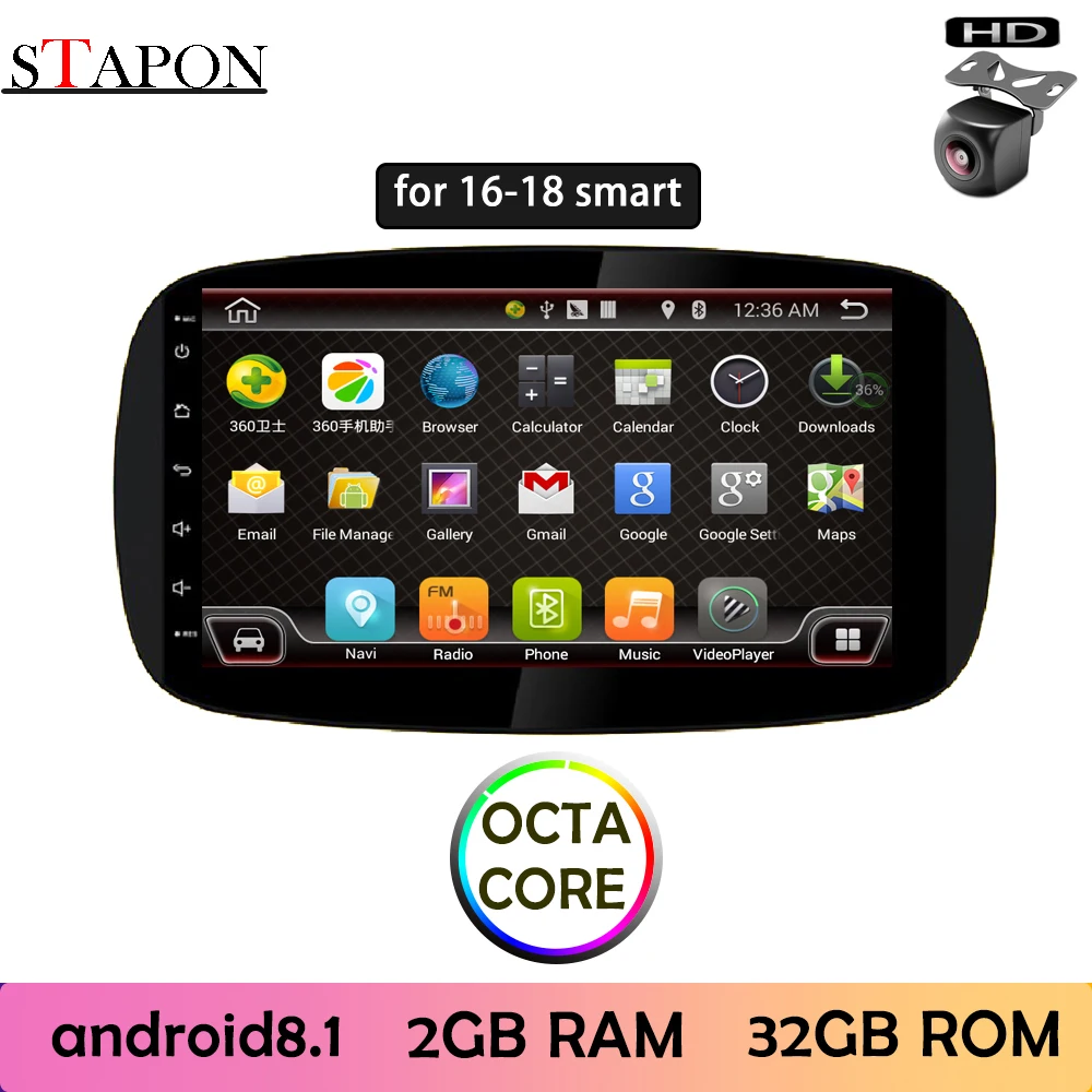 STAPON 9 дюймов для smart 2016 18 автомобилей Android8.1 2GBRAM навигация рулевое колесо