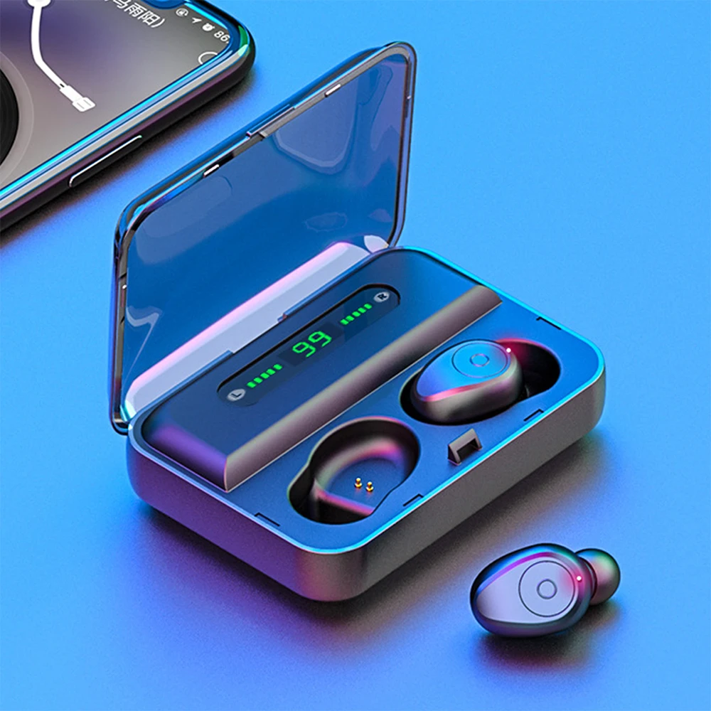 Светодиодный дисплей 1200mA power Bank беспроводные Bluetooth наушники 5 0 водонепроницаемые