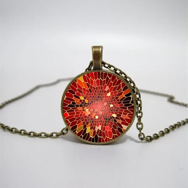 Wine red stained glass Glass Necklace men and women Jewelry Pendant DIY customized photos custom necklace | Украшения и
