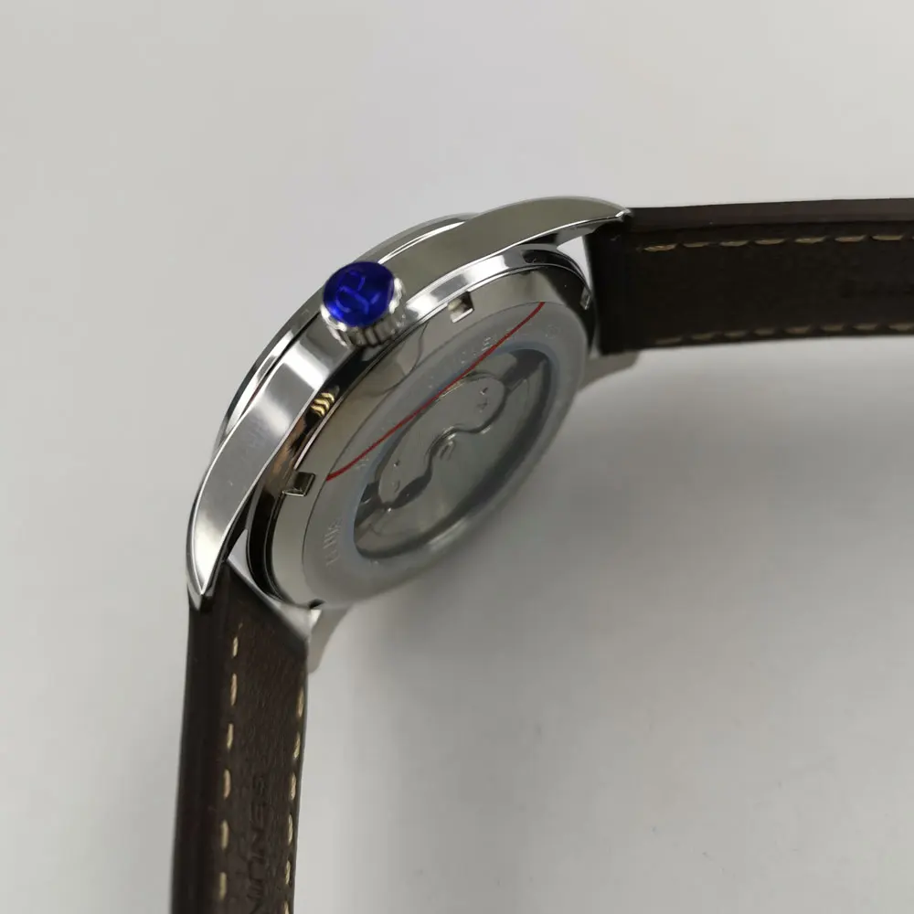 Новое поступление Parnis42mm автоматические мужские часы светящаяся Дата 5ATM ST1731
