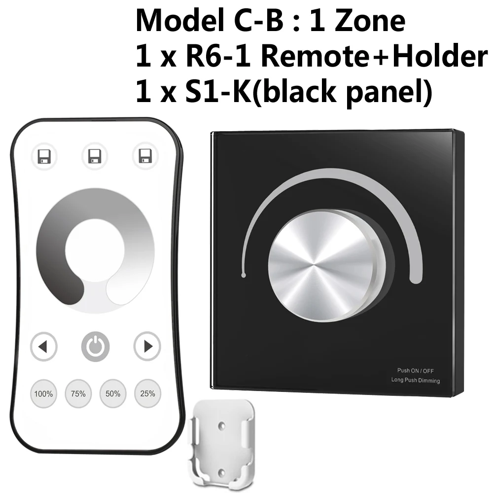 Model C Black AC симисторный регулятор светодиодного освещения 220V 230V 110V Беспроводной РЧ с регулируемой яркостью ручка переключателя с 2,4G пульт дистанционного управления для одного Цвет светодиодный лампы - Цвет: Model C Black