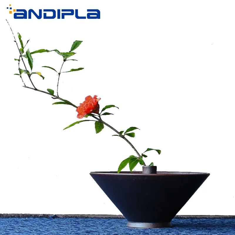Цветочная керамическая глазурованная ваза в японском стиле Ikebana грубая керамика