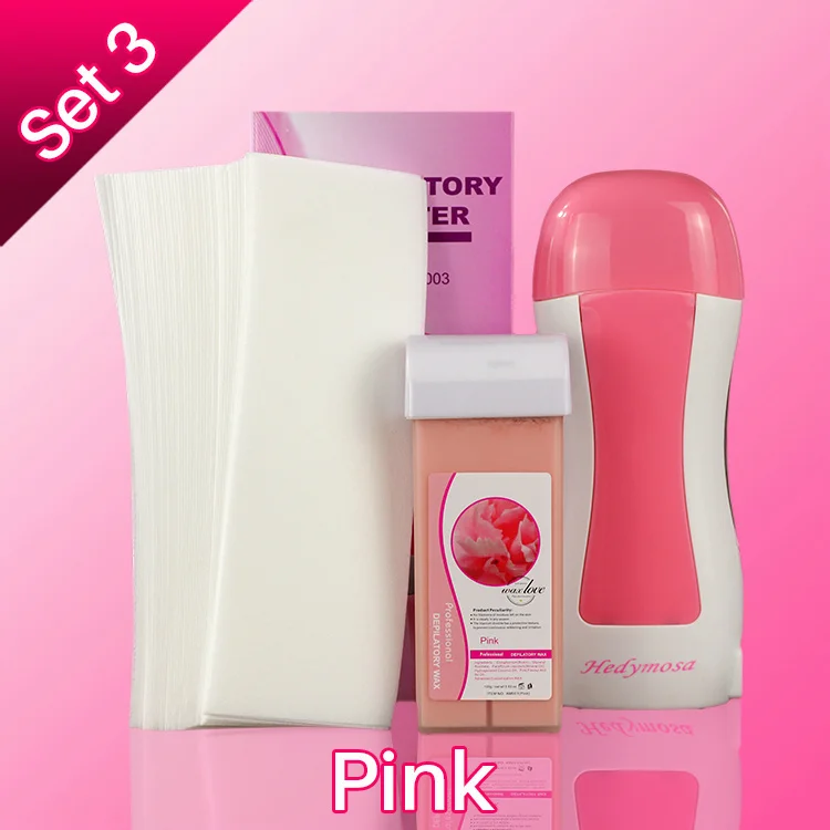 Set3 Pink Hedymosa воск набор нагревателей для удаления волос депиляция бритья Электрический 110-240 В восковые полоски эпилятор для лица/бикини/тело - Цвет: Set3 Pink