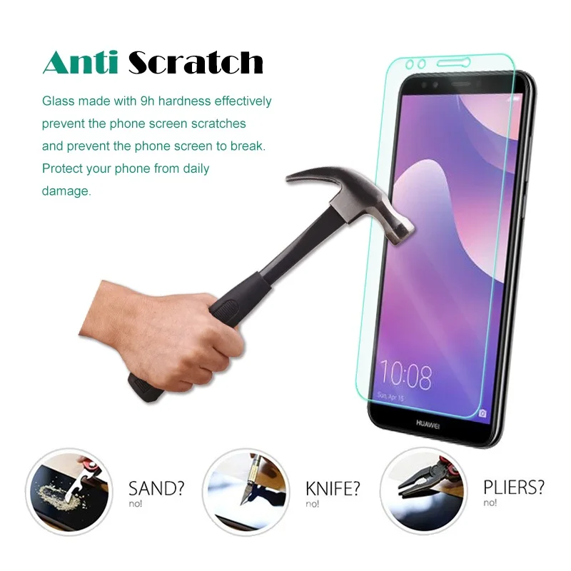 Высококачественное закаленное стекло 9H для Huawei Y7 Prime 2018 защита экрана прозрачная