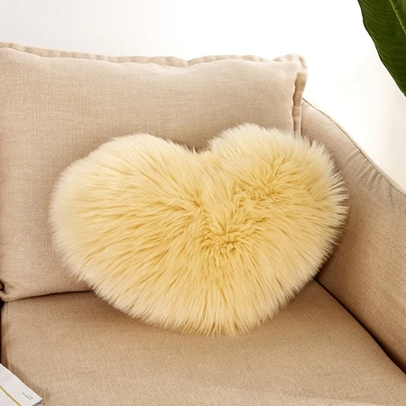 Cushion cover7 Fluffy Soft Plush Throw Pillow Covers Sofa Car Decor Shaggy Cushion Cover Heart Shaped Faux Wool Fur Decorative Pillows Case - Цвет: Cushion cover7