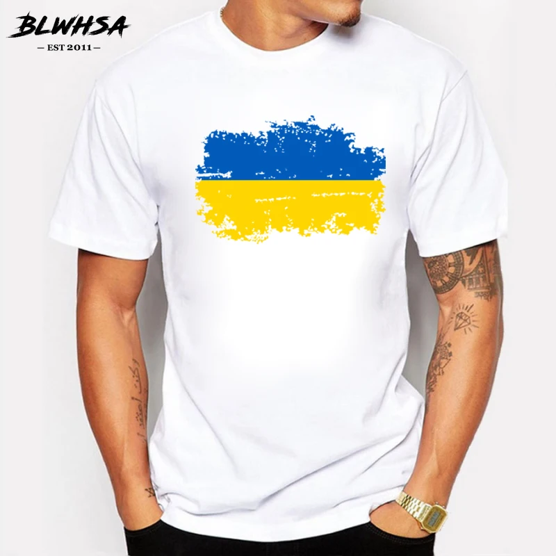 Blwhsa национальный флаг Украины летние футболки для мужчин повседневные 100%