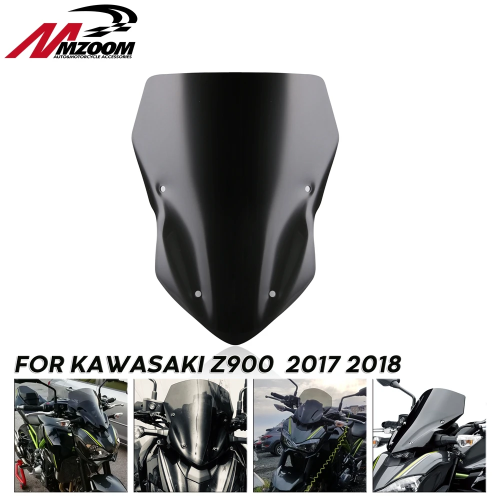 Экран для ветрового стекла мотоцикла с двойными пузырьками черный Kawasaki Z900 Z 900 2017
