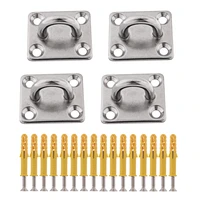 4pcslot 304 stainless steel m5 ring square sail shade pad eye plate marine boat rigging with self tapping screws