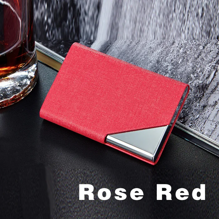 Rose Red1 ID держатель для карт, визитница, кошелек, чехол для кредитных карт, для женщин и мужчин, кожаный, водонепроницаемый, защита для карт, металлические кошельки - Цвет: Rose Red1