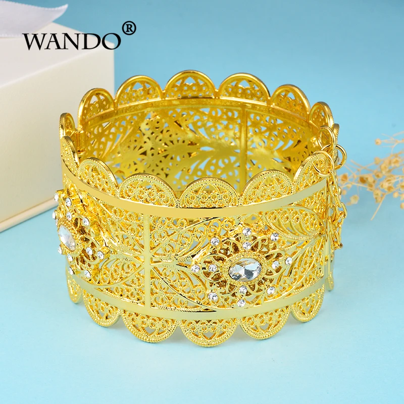 WANDO Hot canopen Big Surface Width Women манжеты крутой золотой цвет Exagerated tyle для женщин ювелирный
