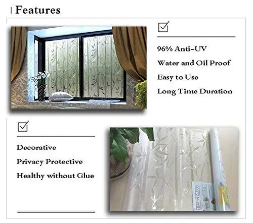 Funlife 90x200 см Бамбуковые матовые оконные пленки конфиденциальная статическая