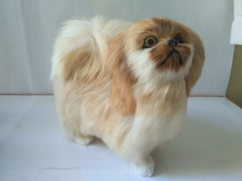 

simulation pekingese dog model 19x8x16cm polyethylene&furs standing dog handicraft,home decoration toy d2827