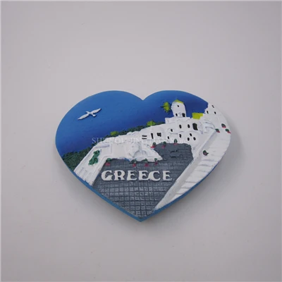 Heart Shape Сувениры для туризма в греческой церкви, страны, магнит на холодильник, ручная роспись, 3D полимерный Ослик, животные, сердце, украшение дома, аксессуары - Цвет: Heart Shape