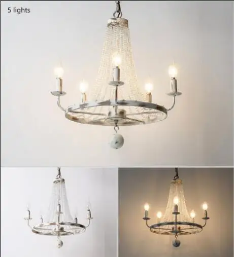 5 lights Винтажная люстра в американском стиле с краской, светодиодный подвесной светильник E14 220 В, приспособление для кухонных огней, столовой, Холла отеля - Цвет корпуса: 5 lights