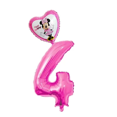 pink 4 2 шт. 32 дюйма розовый и голубой номер 0-9 Фольга надувные шары Mickey воздушный шар "Минни" 1 2 3 4 5 6 7 8 9 лет для детей от День рождения украшения - Цвет: pink 4