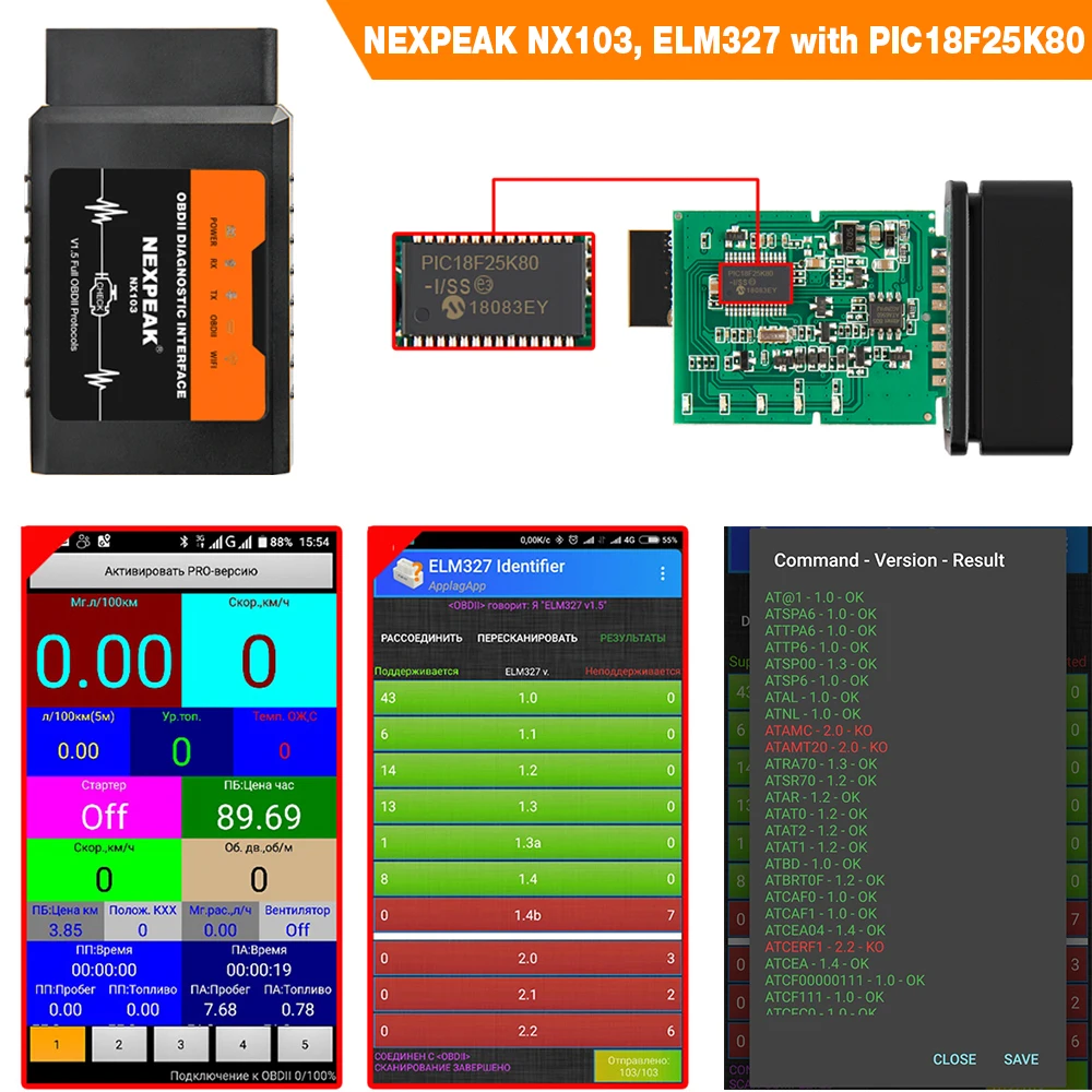 ELM327 OBD2 wifi V1.5 автомобильный диагностический на русском ELM 327 сканер OBD II чип PIC18F25K80