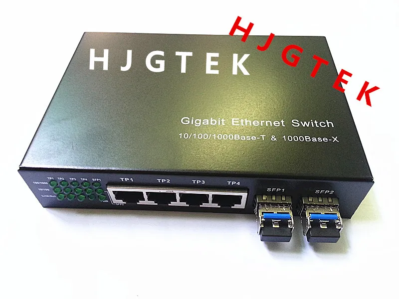 

Бесплатная доставка 4 порта RJ45 + 2 порта sfp волоконный коммутатор сетевой коммутатор с 2 шт. гигабитный однорежимный дуплексный модуль