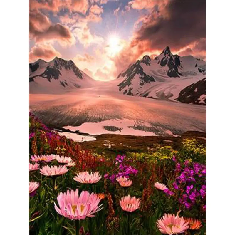 

YIKELA Snowy Mountain Scenery Full Square Diamond 5D Home Decoration Cross Stitch Diamond Painting New Arrival Needlework