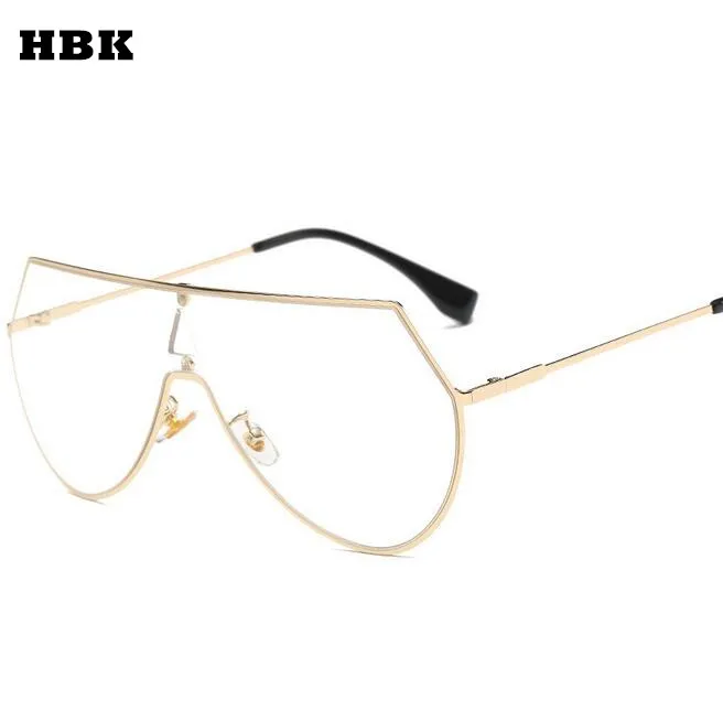 Солнцезащитные очки HBK с прозрачными линзами женские прозрачные золотого цвета