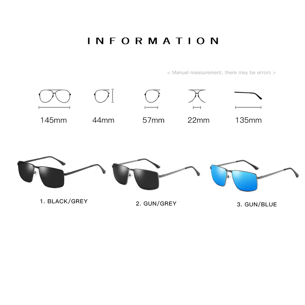 Мужские поляризованные солнцезащитные очки RBEWTP синие зеркальные Квадратные